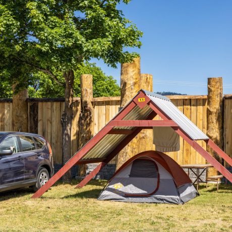 Tent site at Spokane KOA Journey